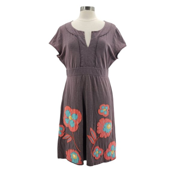 Boden Dresses & Skirts - Boden Floral Patchwork Taupe Short Sleeve Dress Womens 12